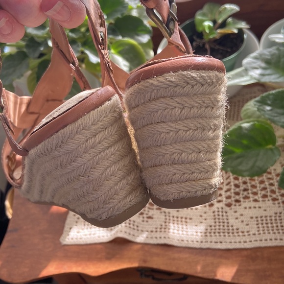 LandsEnd Leather Wedge Sandals - Picture 3 of 9